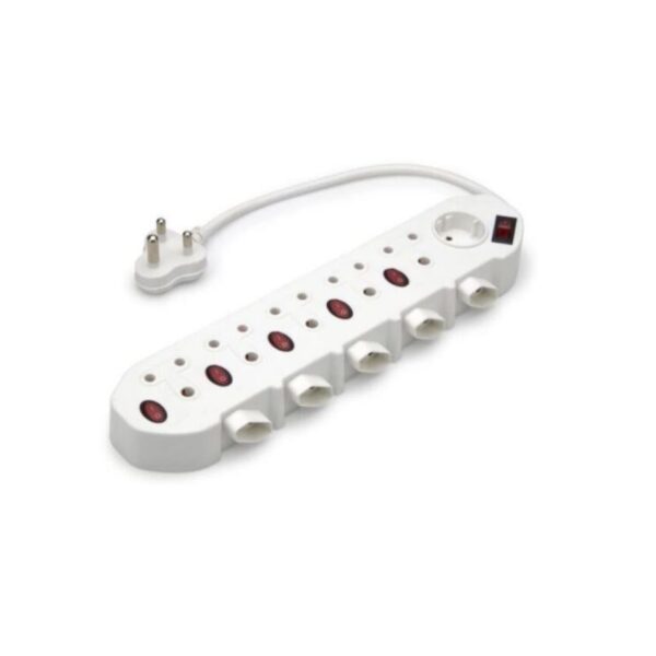 11 way multi plug with illuminated switch for school computers printers and classroom devices