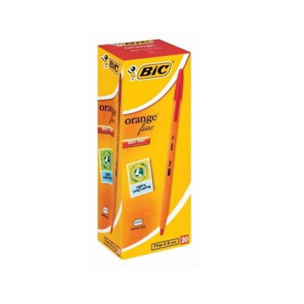 BIC Orange fine red ballpoint pens 20 pack for marking and school use