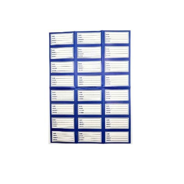 C-Thru blue border name labels 24 pack for school books and learner stationery