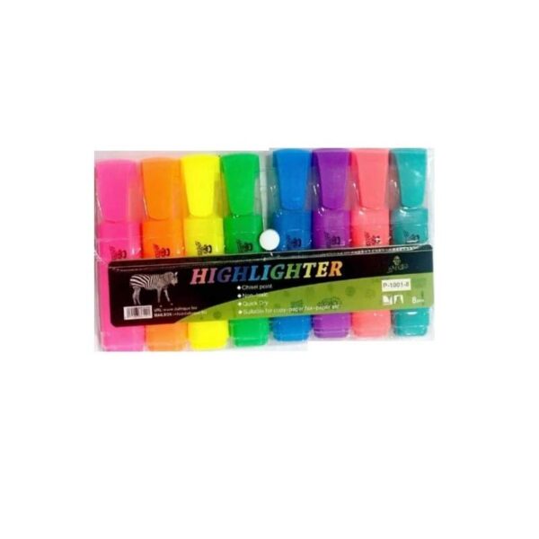 Dafrique highlighters assorted colours set of 8 for revision note taking and studying