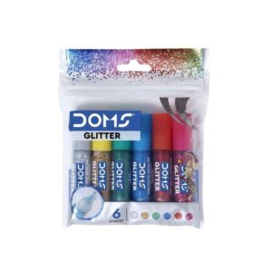 Doms glitter glue 5.5ml 6 colours 3483 for decorating school projects and crafts