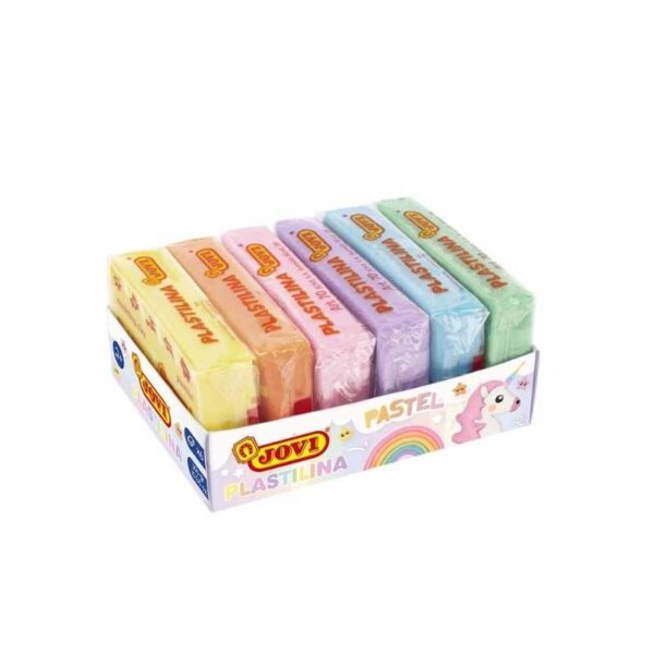 JOVI Plastilina modelling clay 6 x 15g pastel colours for school art and creative learning