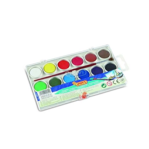 JOVI watercolour paints 12 pack for school art lessons painting and classroom creativity