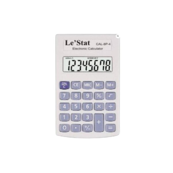 LeStat 8 digit handheld calculator P8-4 for basic school maths and classroom calculations