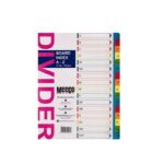 Meeco A4 A Z index board dividers 16 piece bright for school file and subject organisation