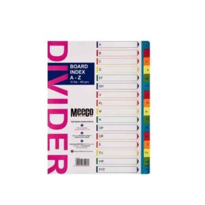 Meeco A4 A Z index board dividers 16 piece bright for school file and subject organisation