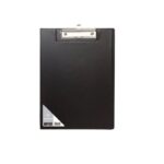 Meeco clipboard folder with flap CLI001 black for school forms notes and document handling