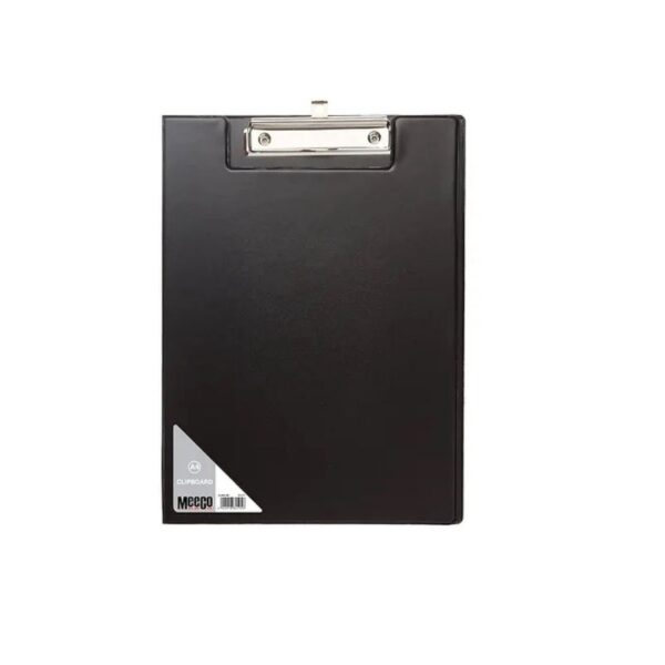 Meeco clipboard folder with flap CLI001 black for school forms notes and document handling