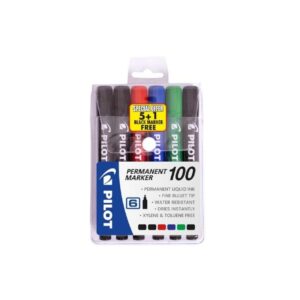 Pilot permanent markers bullet tip set of 6 for labeling posters and school projects