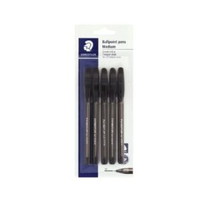 Staedtler 4320M black ballpoint pens 5 pack for school notes and writing