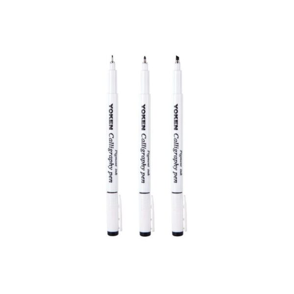 Yoken calligraphy lettering pens black ink set of 3 for creative writing and art projects